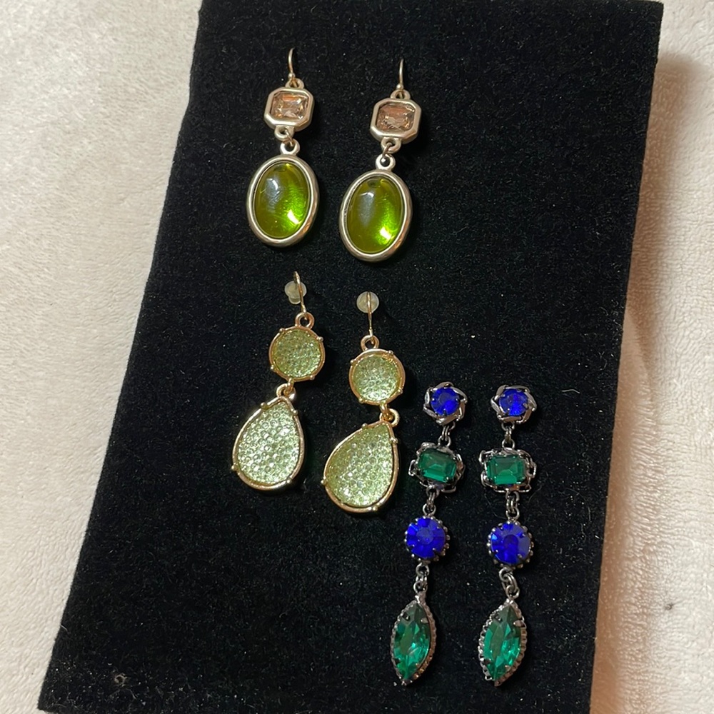 Three pairs pierced earrings